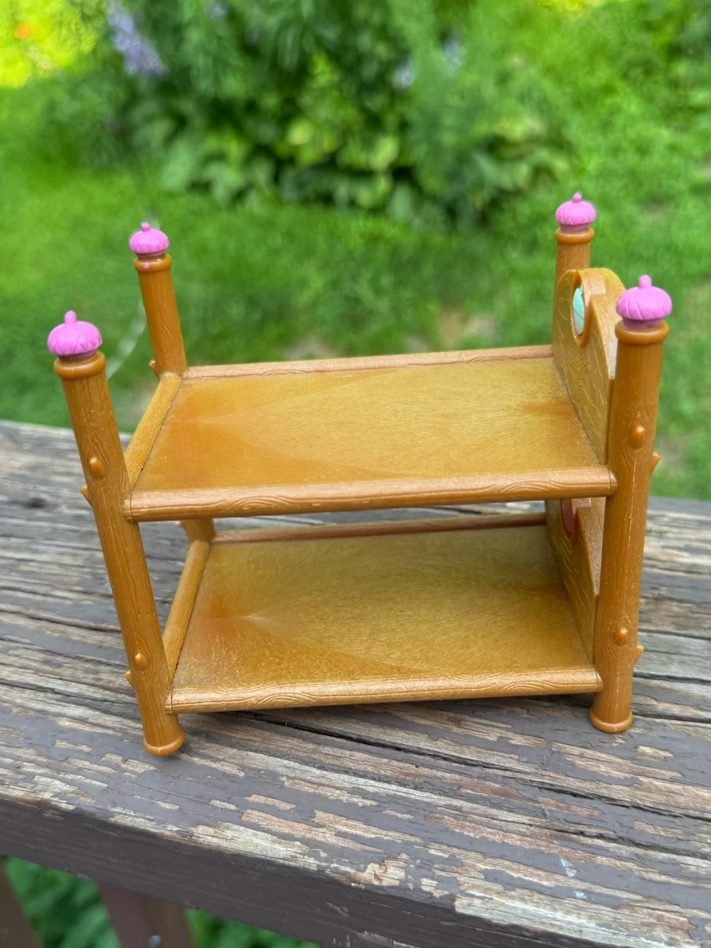 Tan Doll Bunk Shelf with Pink Accents - Kids Dolls & Accessories